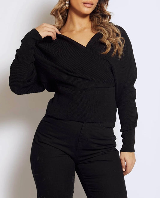 Black Twist Knitted Jumper