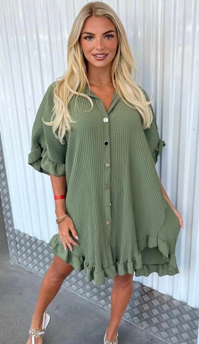 “DOLLY” Olive Ribbed Dress