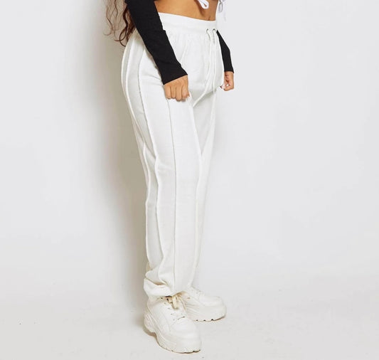 Seam Detail Oversized White Joggers