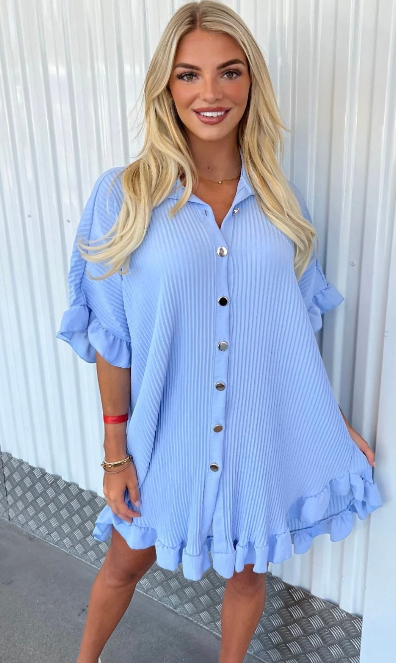 “DOLLY” Blue Ribbed Dress