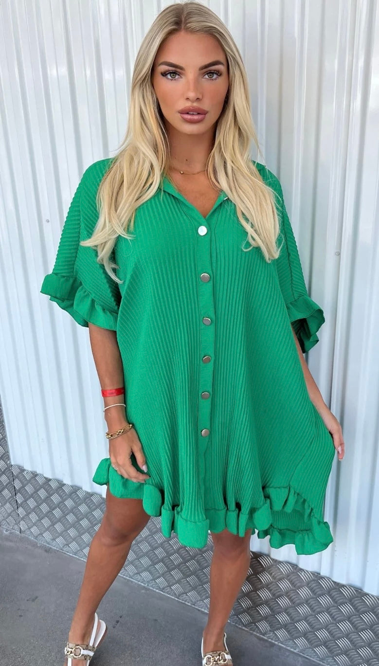 “DOLLY” Green Ribbed Dress